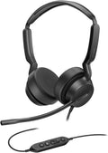 Yealink UH42 USB-A Headset with Microphone for PC Computer, Wired Headset Teams Certified, Noise Cancelling Mic, in Line Control, Mute Button, Cable Length 7.05FT, All Day Comfort