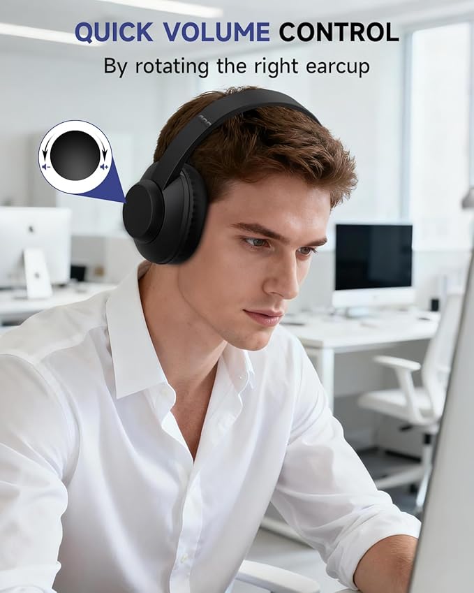 AOC USB Headset with Microphone for PC, Over-Ear Wired Headphones with Mic, Noise-Cancelling Boom, 40mm Audio Drivers, USB-A/C Compatibility for Office, Call Centers & Online Meetings (Black)
