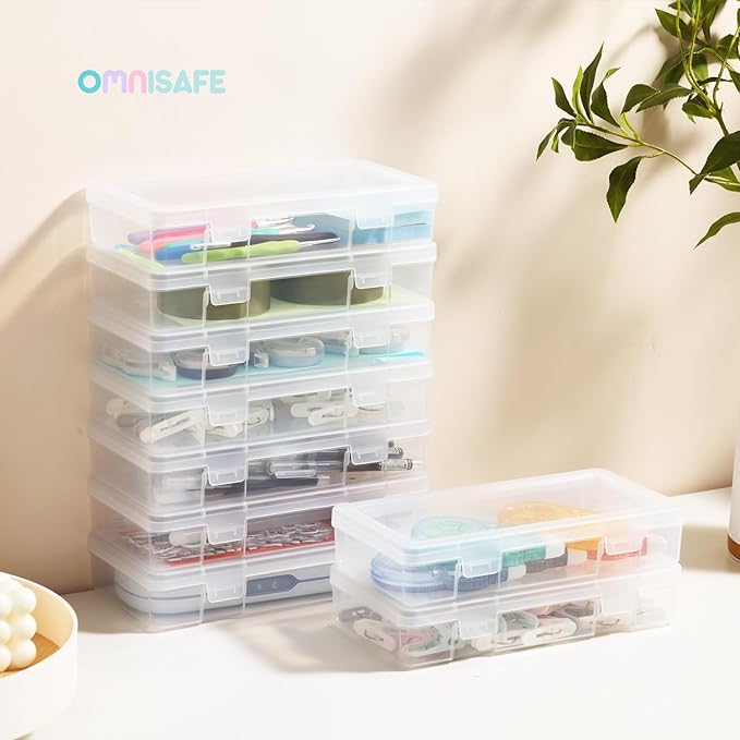 9 Pack Medium Plastic Hobby Art Craft Organizer, Clear Plastic Storage Containers with Latching Lid, for Pencil Box, Lego, Crayon