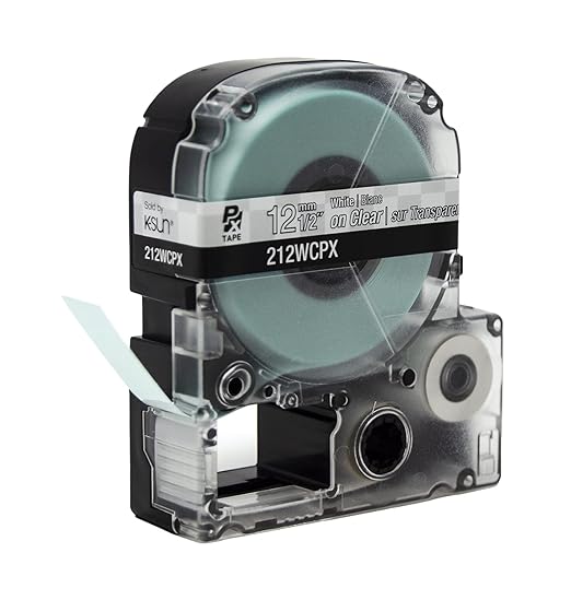 Epson LABELWORKS 212WCPX Genuine PET (Polyester) Tape Cartridge - White on Clear Label Maker Tape - 1/2" (12MM) Wide, 30'