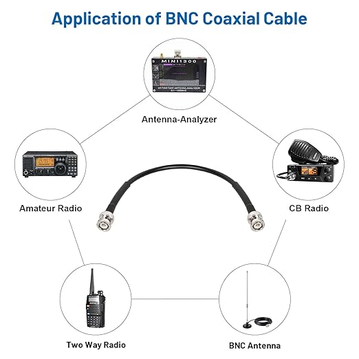 2PCS BNC Male to BNC Male Coax Cable 6ft, 50 Ohm RG58 Coaxial Cable with BNC Connectors