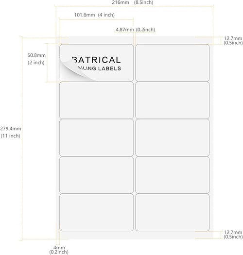 2"×4" Shipping Labels 1000 Labels Sticker Paper for Laser/Ink Jet Printer mailing Labels 8.5"×11" White 10 per Sheet