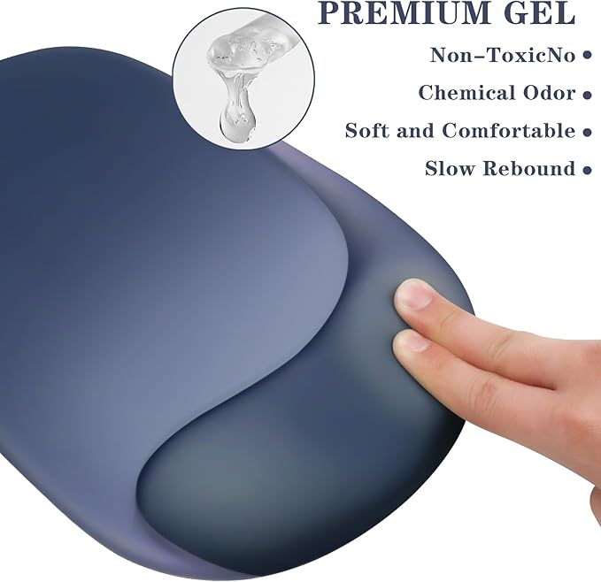 Wrist Rest Support for Mouse Pad and Keyboard Set, Ergonomic Gel Wrist Support - Fabric with Non-Slip, Soft & Comfortable, Relieve Office or Gaming Wrist Pain (Blue)