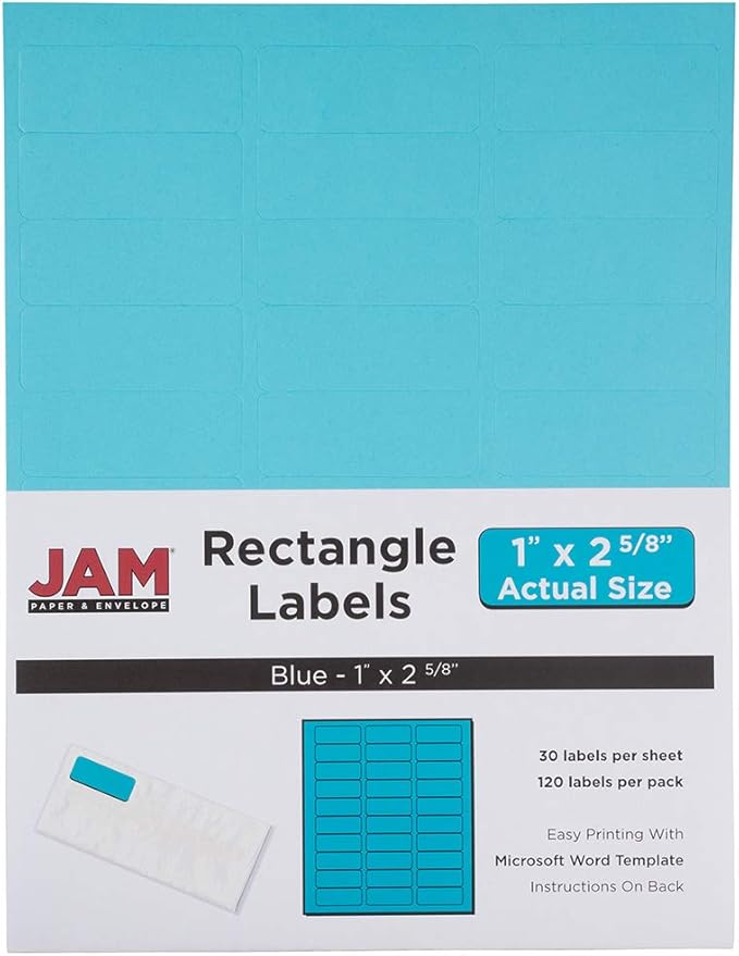 JAM PAPER Return Address Labels - Standard Mailing - 1 x 2 5/8 - Blue - 120 Shipping Labels/Pack