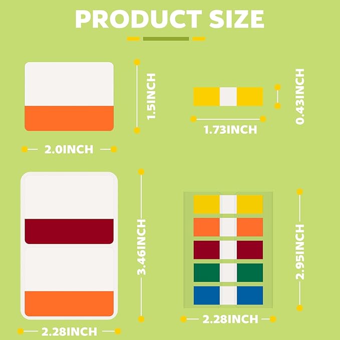 BukSuk 600 Pieces Tabs 2'' Sticky Tabs, Writable and Repositionable File Tabs Flags Colored Page Markers Labels for Reading Notes, Books and Classify Files, 22 Sets 10 Colors