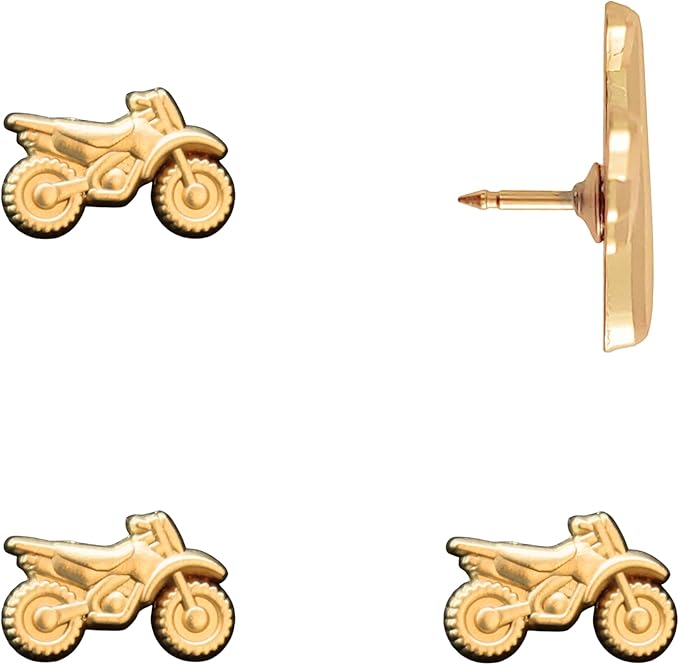 Dirt Bike Push Pins - Gold Dirt Bike Map Pins for Cork Boards, Maps, or Lapel Use - Designed in USA - Set of 4