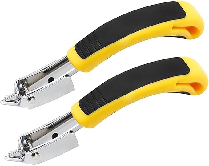 CLcsfwk 2Pcs Staple Remover Heavy Duty Upholstery Staple Puller Tool with Ergonomic Handle for Furniture Floor Wooden Case Carton Photo Frame（Yellow）