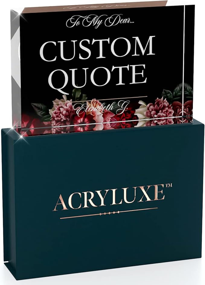 Personalized Gifts, Custom Quote Block Letter Board,Crystal-Clear Acrylic with Gift Box,17 Styles, Holiday and Christmas Gift for Mom, Dad, Girlfriend, Him or Her, Husband, Wife (4"x6", Floweret)