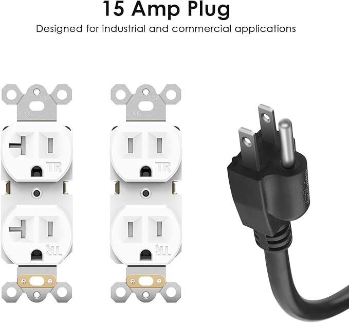 JUNNUJ Heavy Duty 20 Amp Surge Protector 4800J, Garage Metal 8 Outlets 12 Gauge, High Amp 5-15P Adapter Shop 6-20R T-Slot Industrial Outlet, 10 FT Extension Cord Commercial for Appliance