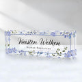 Desk Name Plate Personalized, Custom Name Plate for Desk, Office Desk Decor for Women Men, Acrylic Desk Accessories, Office Gifts for Coworkers Boss Teacher, Employee Appreciation Gifts (Blue Folwers)
