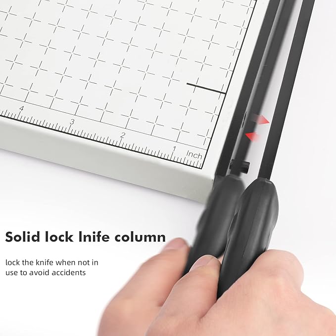 Paper Trimmer Guillotine Metal Base A3 Stack Paper Cutter Heavy Duty 18 Inch with Guard Rail Safety Blade Lock ZEQUAN, 10-Sheet Capacity, Guillotine Paper Slicer Cutter for Office Home School