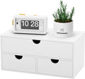 Bamboo Desk Organizer with Drawers Desktop Storage Drawers for Bills Office Supplies Kitchen Utensils Organizing Tool for Home Classroom Organization No Assembly (White)