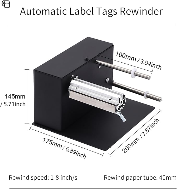 AIWFL Automatic Label Rewinder Rewinding Machine Speed 1-8 inch/s Automatic Label Rewinder Two-Way Rewinding 180mm Label Roller Machine Synchronize with Printer (R3)