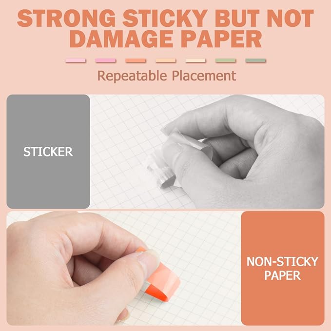 BukSuk 800Pcs Books Tabs for Annotating, Tabs for Notebooks, Sticky Tabs, Morandi Page Markers, Multi-Colored Writeable and Repositionable Book Flags Strip (800Pcs)