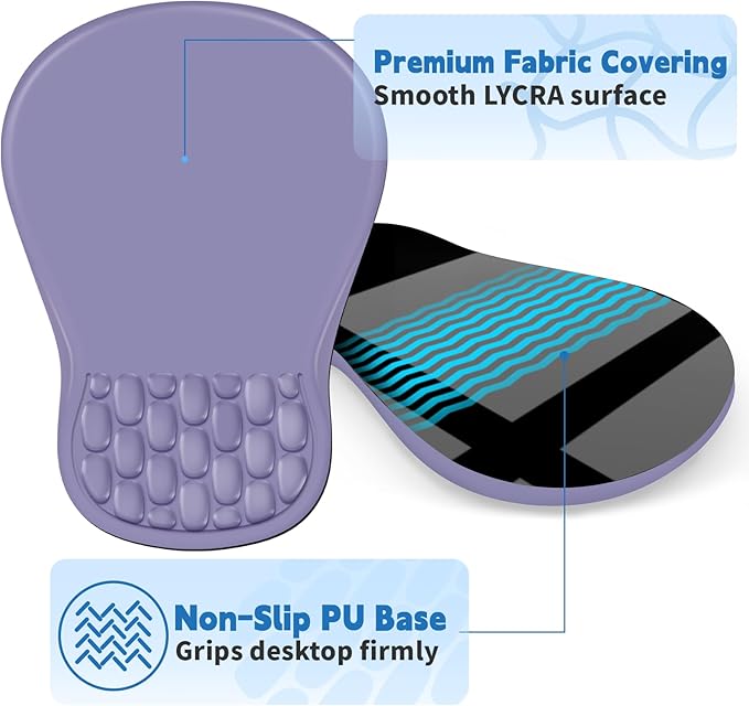 YIWEI Ergonomic Mouse Pad with Wrist Rest - Comfortable Office Mousepad with Memory Foam Wrist Support for Carpal Tunnel Relief, Mouse Pads with Non-Slip Base for Gaming and Home (Purple)