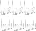 NIUBEE 6 Pack Acrylic Brochure Holder 8.5 x 11 inches, Clear Acrylic Literature Holder Plastic Flyer Display Stand, Acrylic Countertop Organizer for Magazine, Pamphlet, Booklets, Menu, Journals