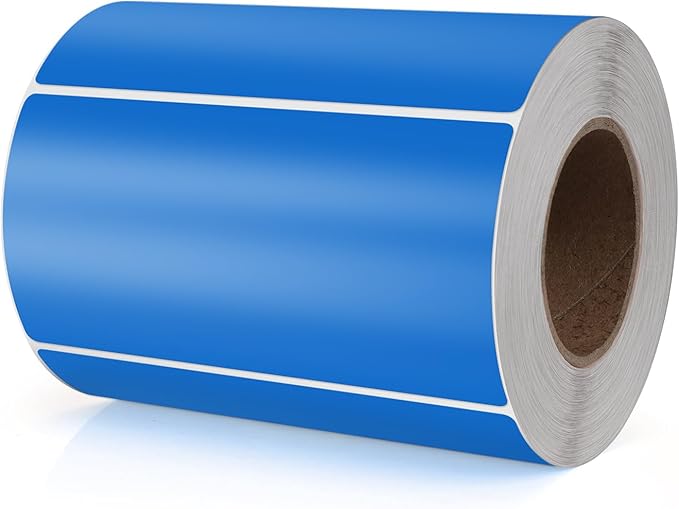 Meitaat Blue Rectangle Stickers 4 x 2 Inch Color Coding Labels Vinyl Roll Self-Adhesive Waterproof Removable 500 PCS