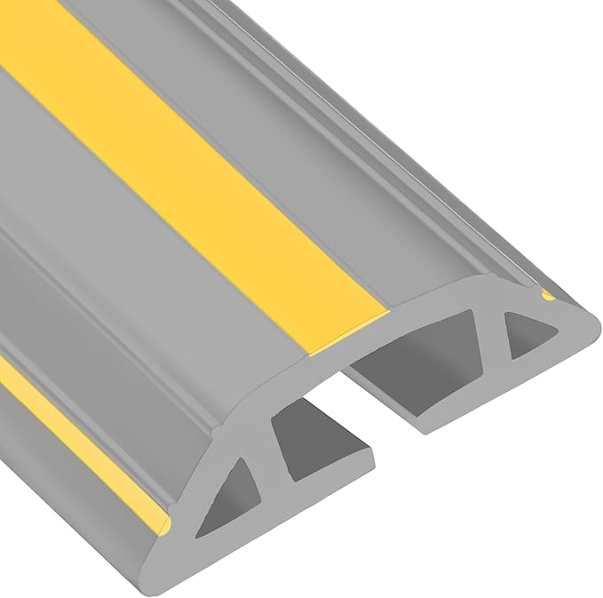 MYFAMIREA 4FT Floor Cord Cover Heavy Duty Cord Cover for Wire on Floor, Outdoor Cable Covers Protector with 3 Channels, Extension PVC Wire Covers Hider Management for Home Office Outdoor, Grey