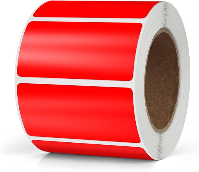 Meitaat Red Rectangle Stickers 2 x 1 Inch Color Coding Labels Vinyl Roll Self-Adhesive Waterproof Removable 500 PCS