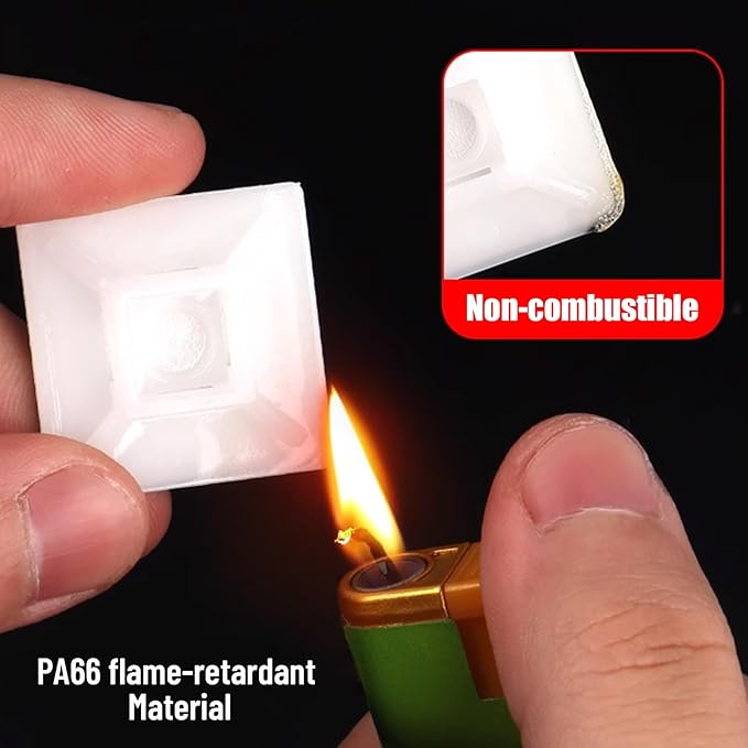 100Pcs Adhesive Zip Tie Mount, 1.1in White Cable Tie Mount, Plastic Zip Tie Mounting Squares, Sturdy Zip Tie Sticky Mounting Pads for Cable Organizer (White, 1.1"-100pcs)