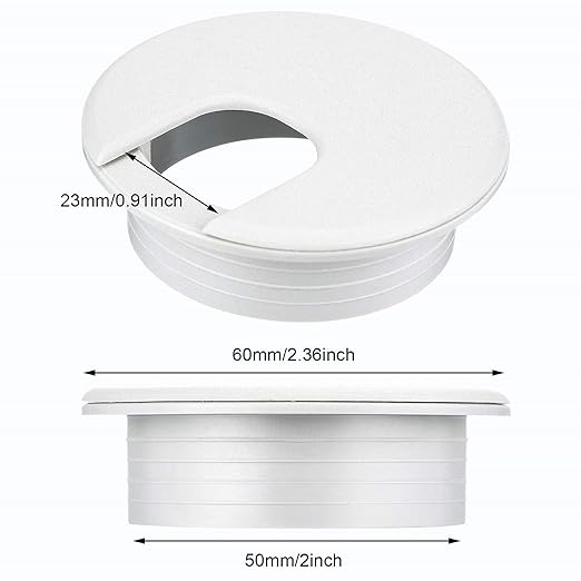 SATINIOR 10 Packs Desk Wire Cord Cable Grommets Cover Plastic PC Desk Cord Organizer Plastic Grommet Hole Cover for Arranging Managing and Hiding Office PC Desktop Cable(2 Inch, White)