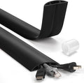 6ft Heavy Duty Cord Hider for Floor, Black Cable Management Cover, Hide Electrical Wires, Protector With 0.78" W x 0.32" H Cable Cavity