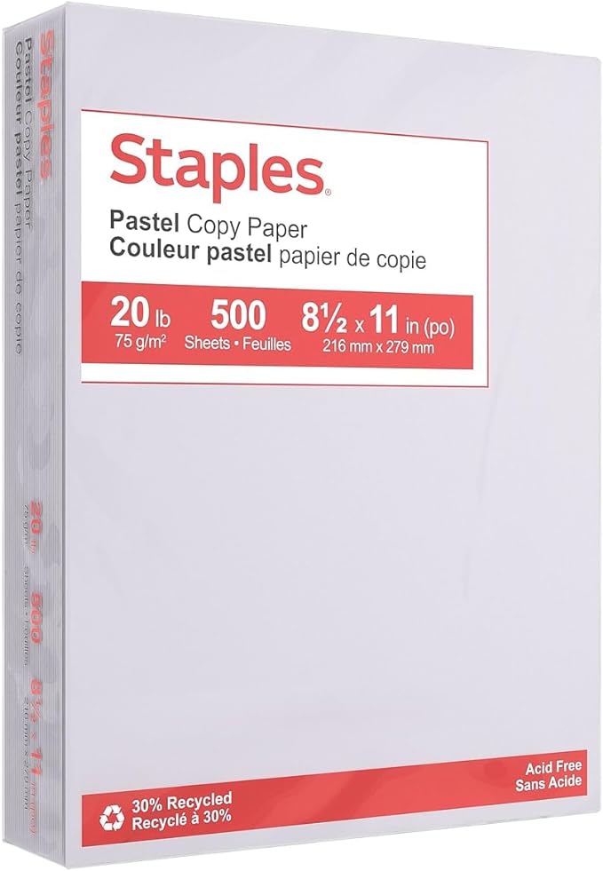 Staples 30% Recycled Color Copy Paper, 20 lbs., 8.5" x 11", Gray, 500/Ream