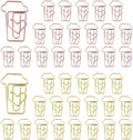 OWLFAVO 40pcs Coffee Cup Shape Paper Clips with Clear Box, Rose Gold and Yellow Gold, Funny Cute Paperclips Bookmarks Planner Clips for Fun Office Supplies School Gifts Wedding Decoration