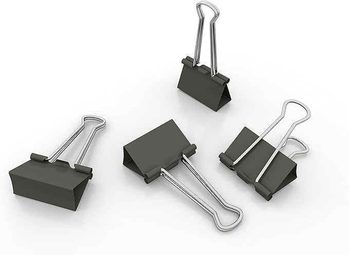 nctinystore Micro Black Binder Clips Micro Metal Clamp 1/2 inch Width (Black, 40 PCS) Micro Size (Clip Horizontal Width 1/2inch).