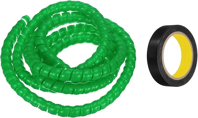 MECCANIXITY Spiral Cable Wrap 9.8ft/3.0M 20mm Cable Management Sleeve PP Insulation Cord Organizer for Computer Wire Power Cable Gas Pipe Green with Tape