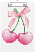 Pink Cherry Bow Clipboard Decorative Clip Board with Metal Clip A4 Standard Size 12.5" X 8.7" for Teacher Students Nurses Office