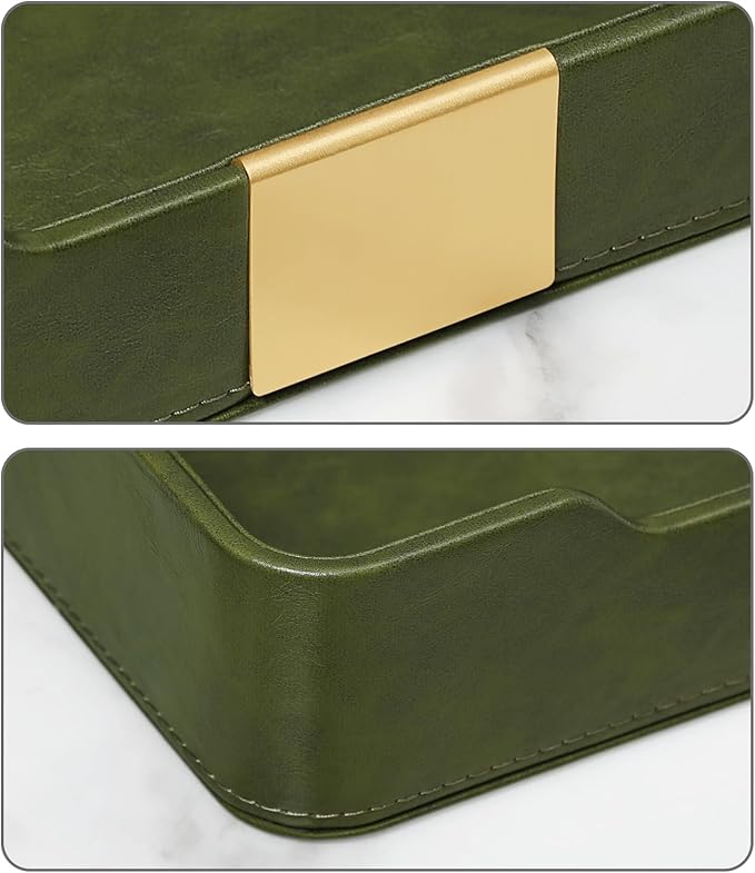 10.2" x 6.7" Nightstand Organizer Tray with Gold Accent, Decorative Valet Trays Cologne Organizer for Men, Key Bowl Perfume Trinket Tray for Dresser Bedside Entryway Table (Dark Green)