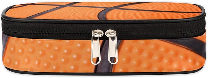 Pardick Basketball Big Capacity Pencil Pen Case Basketball Sport Large Pencil Pouch with Zipper Compartments Pencil Bag for Boys Girls Adults Student Office School Supplies