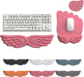Angel Wing Keyboard Wrist Rest Set, 3 Piece Cloud Wrist Rest for Computer Keyboard with Mouse Wrist Rest and Coaster, PU Leather Memory Foam Wrist Support for Office, Home and Gaming (Pink - A)