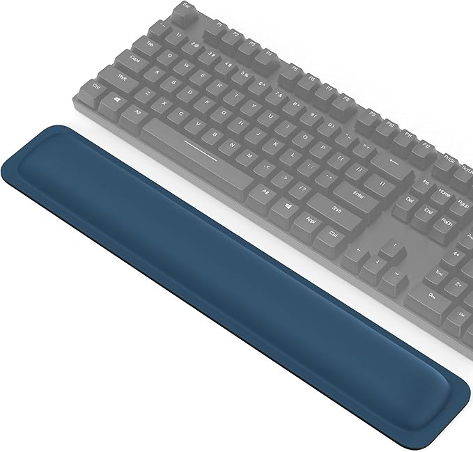 TECKNET Wrist Rest for Computer Keyboard, Thicken Memory Foam Wrist Support Pad for Keyboard, Ergonomic Palm Rest for Pain Relief, Anti-Slip Rubber Base, 17x3.3 in, 1 inch (25mm), Blue