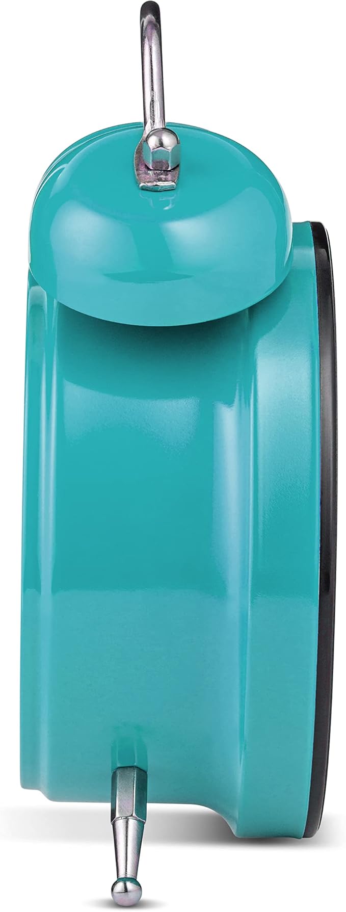 Bernhard Products Analog Alarm Clock 4" Twin Bell Robin Egg Blue Silent Non-Ticking Quartz Battery Operated Extra Loud with Backlight for Bedside Desk, Retro