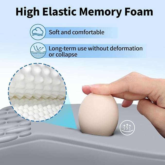 YIWEI Ergonomic Mouse Pad with Wrist Rest - Comfortable Office Mousepad with Memory Foam Wrist Support for Carpal Tunnel Relief, Mouse Pads with Non-Slip Base for Gaming and Home (Light Gray)