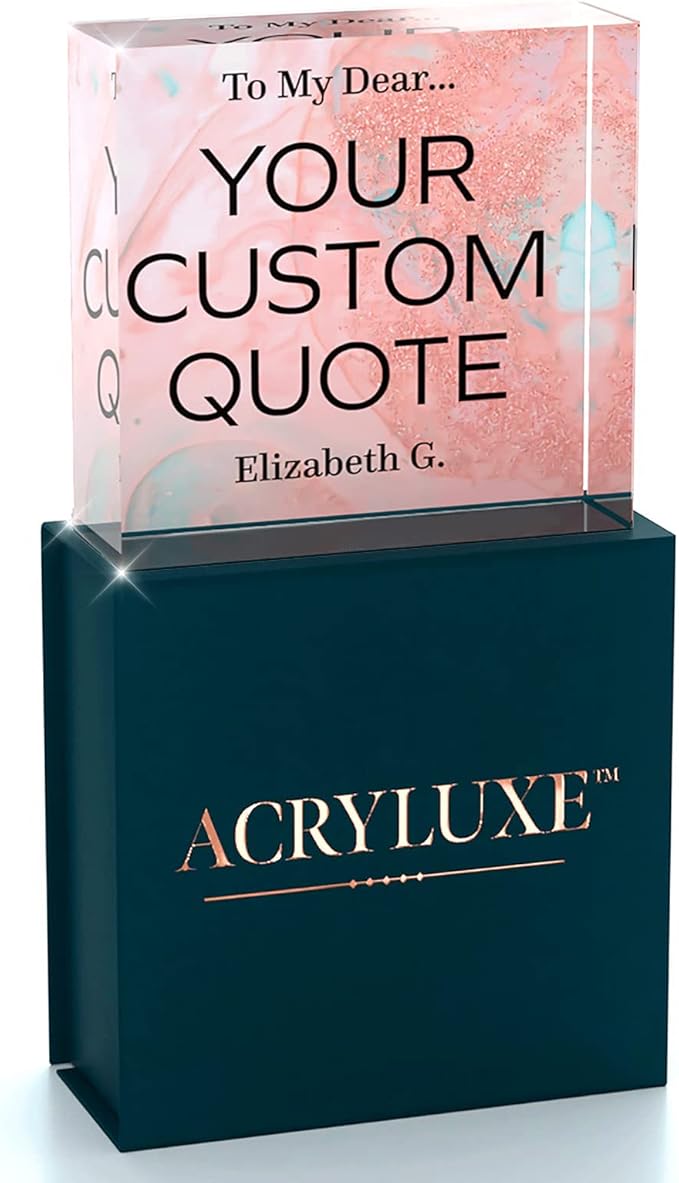 Personalized Gifts, Custom Quote Block Letter Board,Crystal-Clear Acrylic with Gift Box,17 Styles, Holiday and Christmas Gift for Mom, Dad, Girlfriend, Him or Her, Husband, Wife (4"x4, Stella)