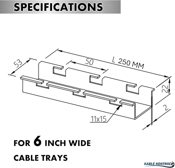 Kable Kontrol Stainless Steel Ceiling Hanger Kits – 6” Width - Wire Mesh Tray Cable Management Rack Cords Organizer Cable Basket, NEC Approved for Network, Fiber Optic, Cabling Accessory