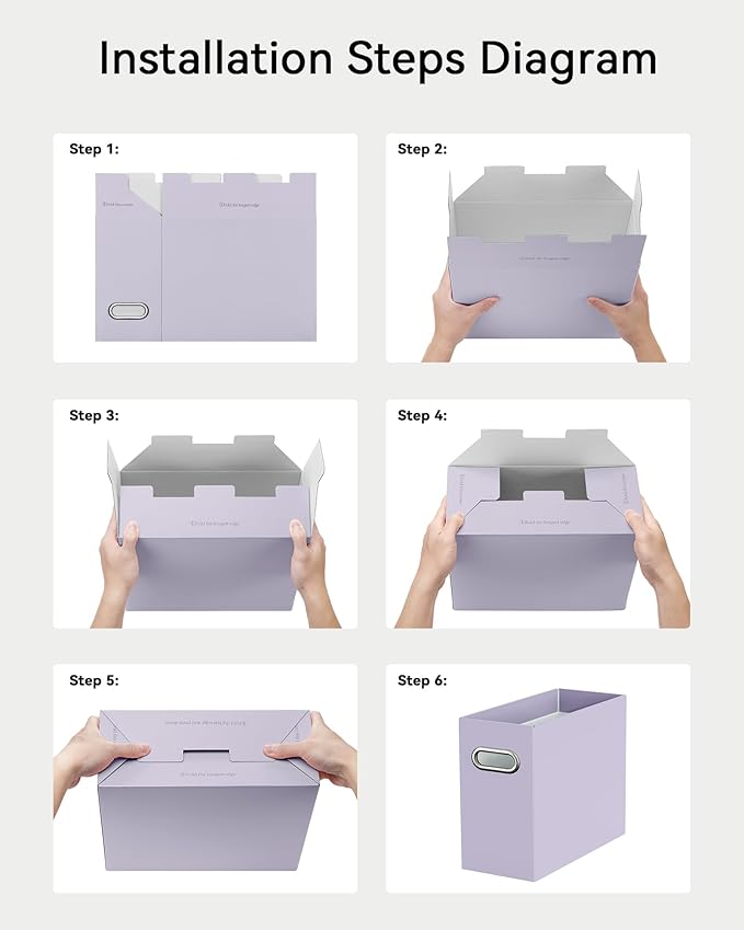 Oterri Cardboard File Organizer Box for Hanging File Folders Letter Size,File Box for Computer Desk,File Cabinet,Working Home,Office,Classroom (Purple, Letter Size - 4 Packs)