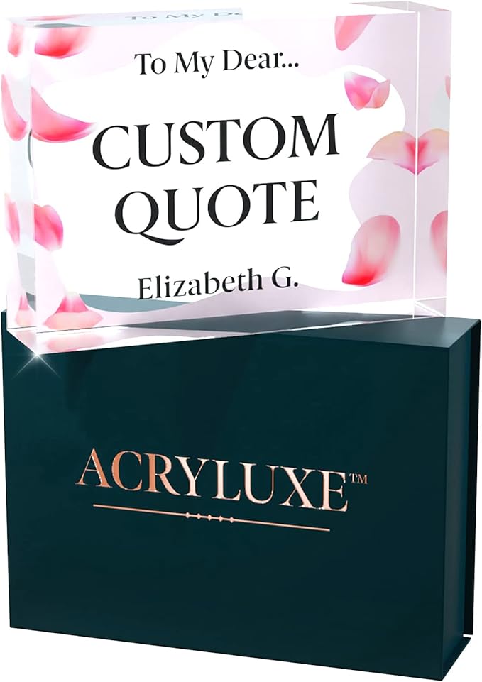Personalized Gifts, Custom Quote Block Letter Board,Crystal-Clear Acrylic With Gift Box,17 Styles, Holiday and Christmas Gift for Mom, Dad, Girlfriend, Him or Her, Husband, Wife (5"x7, Pink Petals)