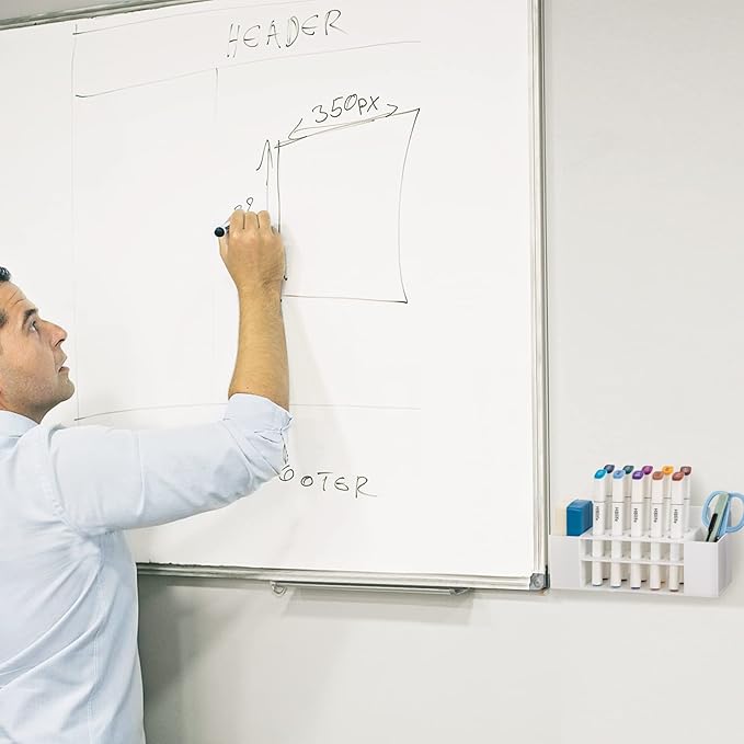 HBlife Acrylic Dry Erase Marker Holder Wall Mount, 10 Slots Whiteboard Marker Holder for Office, School and Home, Marker, Eraser and Whiteboard Cleaner Not Included, White