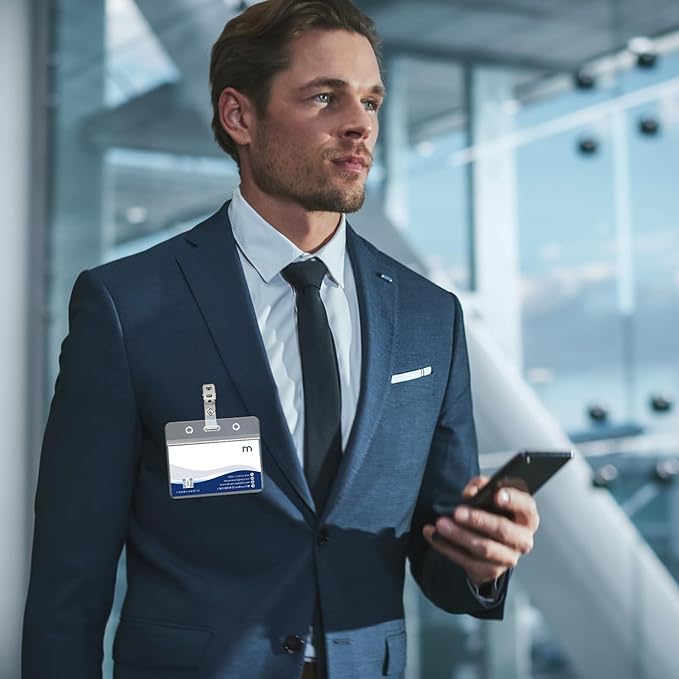 120 Pcs Metal ID Badge Clips with Clear PVC Straps,Heavy Duty Name Badge Holders with Clip,Badge Clip for Student Employee ID Badges (120)