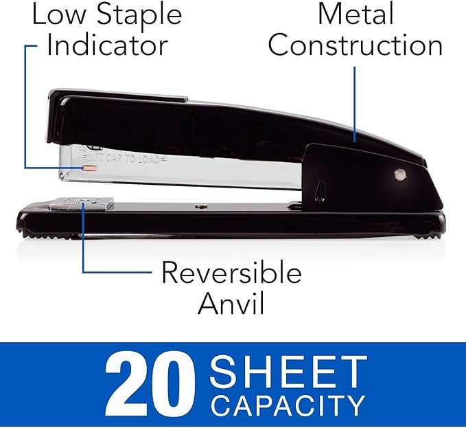 Swingline Commercial Stapler, 20 Sheet Capacity, Jam Free, Metal, Black (44401)