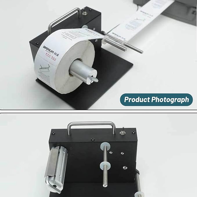 0-7.1" Width Electric Label Rewinder, Automatic Synchronization Bidirectional Rewinding Machine 1.57" Dia Paper Core Holder Rewind 1-8"/s Adjustable Sticker Rewinder for Printer Bar Code Tags