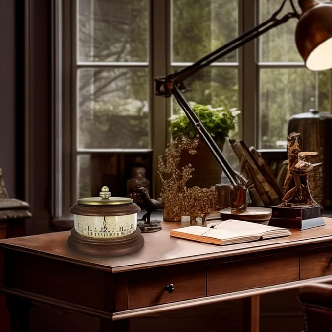 Presentime & Co. Louis XVI Mantel Clock, Desk & Shelf Clock, Retro Tabletop Clock for Living Room, Bedroom, Shelf Decoration, Fireplace, Farmhouse Decor, Walnut Brown Finish.