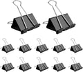 3 inch Wide 7" Long Jumbo Binder Clips - 12 Pack Black Extra Large Heavy Duty Paper Clamps for Office School Supplies Home Organization