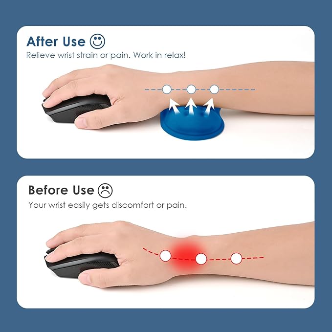 VANKEY Ergonomic Mouse Wrist Rest, Soft Mouse Wrist Support Pad with Memory Foam, Non-Slip Base (French Blue)
