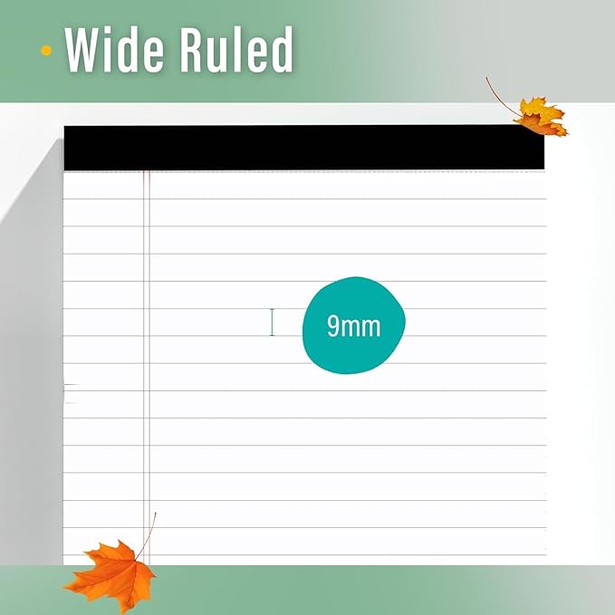 12 Pack Legal Pads 8.5 x 11 Note Pads 8.5 x 11 Inch Notepad 360 Sheets Writing Pads Wide Ruled Lined Paper Pads White Paper Note Pads 8.5 x 11 with 30 Sheets Per Legal Pad for School, Office, Home