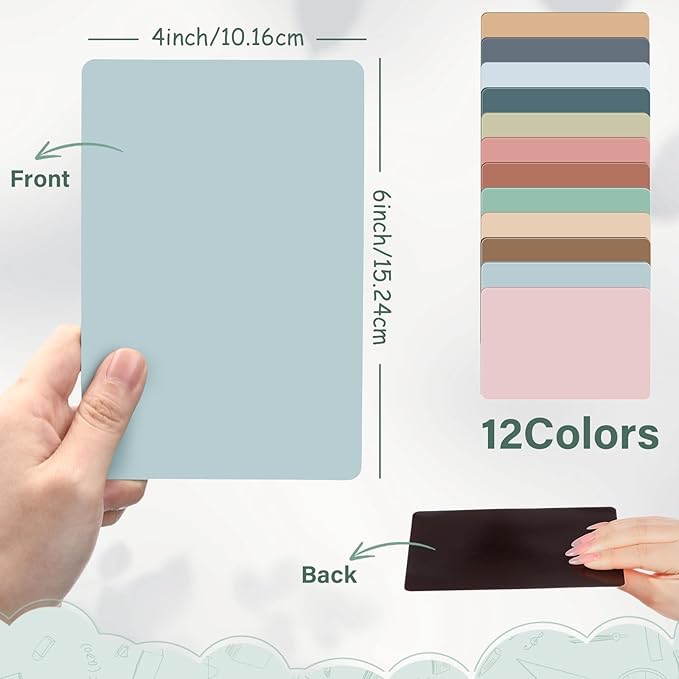 Ctosree 48 Pcs Dry Erase Magnetic Labels 4 x 6 Inch, Dry Erase Magnets Reusable Magnetic Magnets Name Tags Blank Multipurpose Colorful Stickers Strips for Whiteboard Locker School Office(Multicolor)